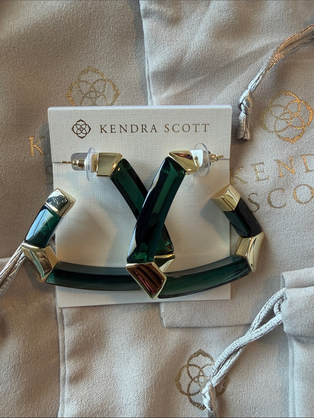 Kendra Scott Arden Statement Hoop Emerald Earrings